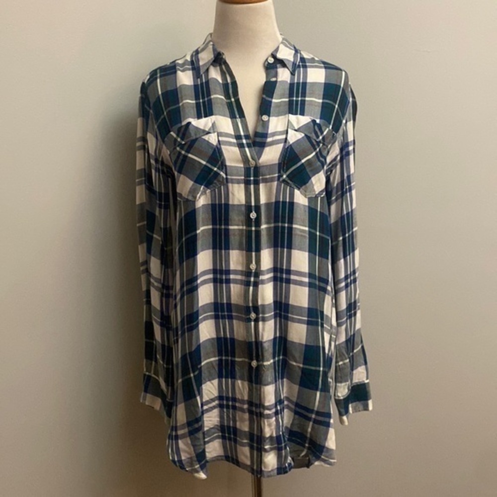 Express Plaid Long Button Down